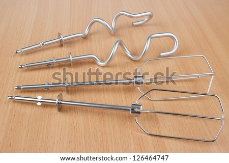Electric hand mixer stainless steel dough hooks and beater blades