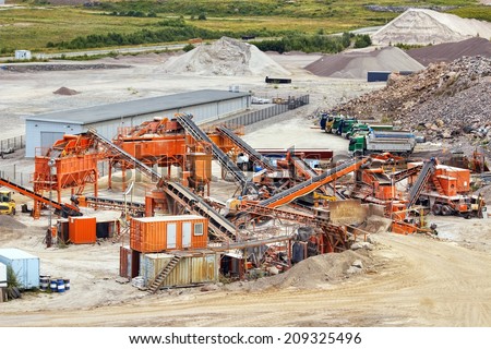 Quarry crusher plant in sand and gravel production
