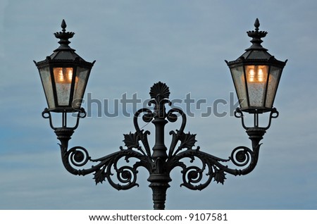 Street-lamp in berlin in the dawn