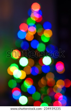 Christmas tree lights background blurred colored lights on the tree