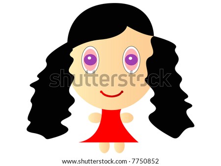 stock photo : cartoon girl with black curly hair