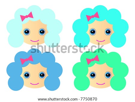 Cartoon Girl With Brown Hair And Blue Eyes. stock photo : cartoon girls#39