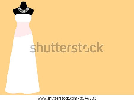 stock photo white wedding dress with pink sash band on mannequin