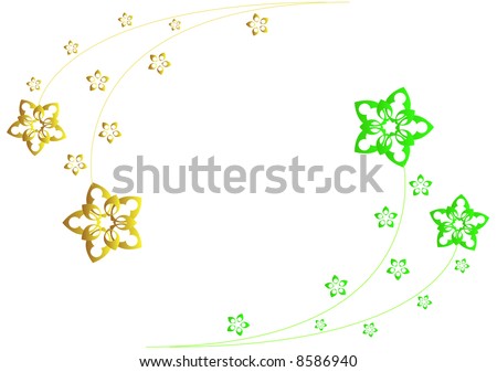 stock photo wedding invitation green and gold geometric scattered flowers