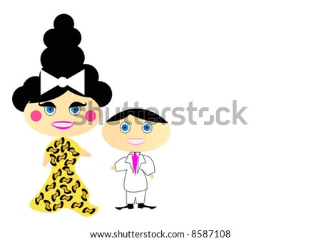 stock photo cartoon bride wearing leopard print wedding dress and 