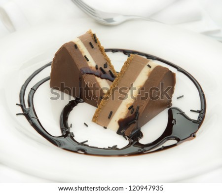 Three chocolate cake with caramel