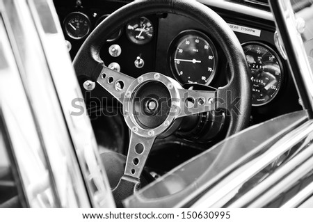 steering wheel of old car