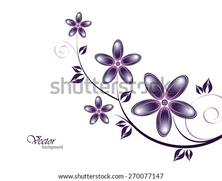Vector Branch of Purple Flowers.