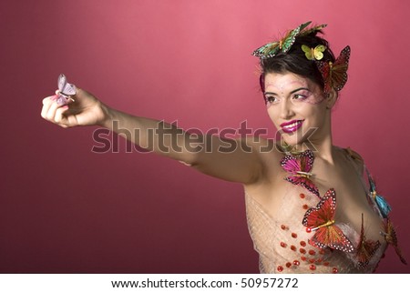 Concept of spring. Woman with butterflies. More like this in my portfolio