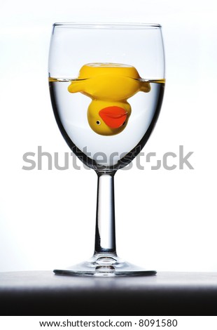 stock photo : upside down duck in wine glass