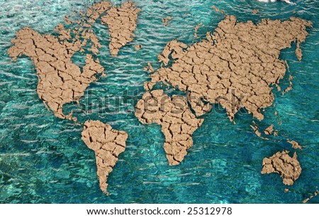 map of oceans. map with oceans in water