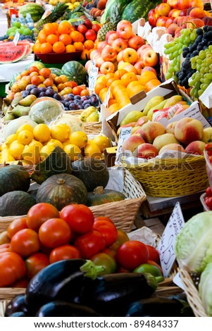 fruit counter in street market