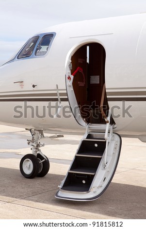 Private jet engine airplane door