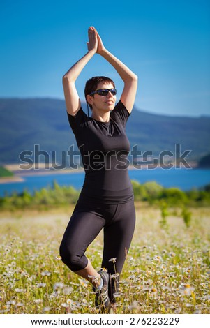 Woman doing yoga outdoor