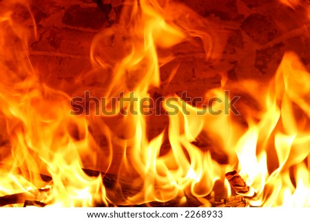 stock photo big flames from a fire burning inside an oven