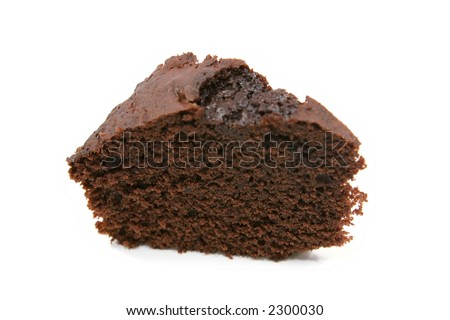 slice of chocolate cake isolated over white