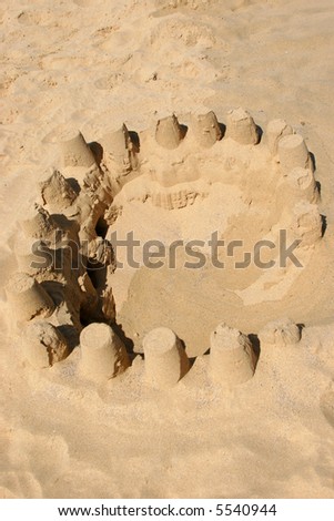 sand constructions of several sand castles