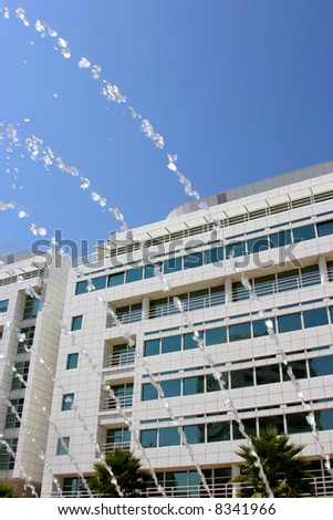 office building with water spring