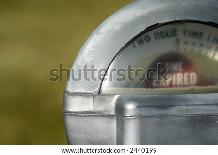 Close up of parking meter showing that the time has run out