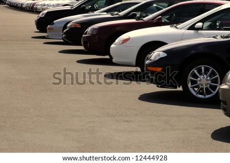 stock photo Row of cars on a car lot