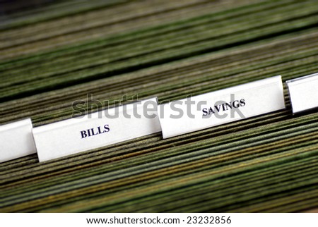 File tabs for bills and several blank file tabs