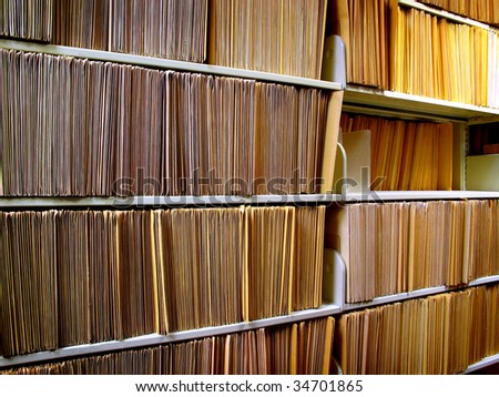 Shelf full of folders and files in an office