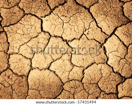 Cracked dry brown ground in drought