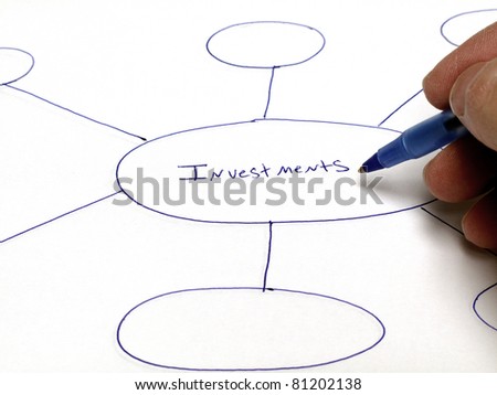Person writing a graph or plan for future investments finances