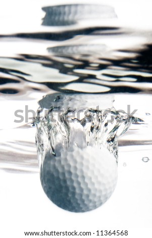 plunge in the water of a golf ball