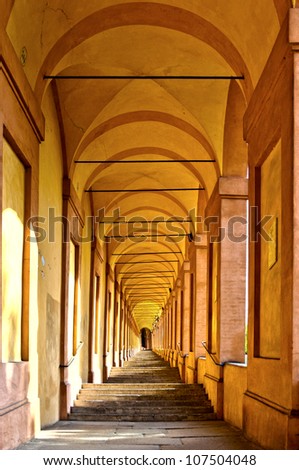 San Luca arcade (the longest porch in the world). Bologna, Italy