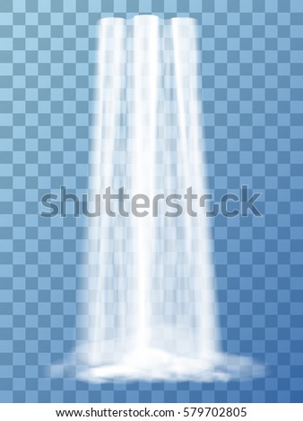 Realistic vector waterfall with clear water. Natural element for design landscape images.\
Isolated on transparent background.