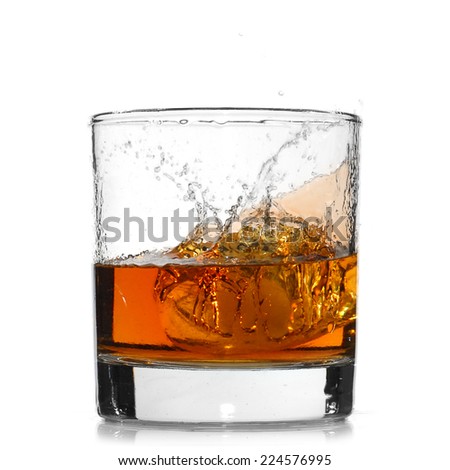 Whiskey splash studio isolated on white background