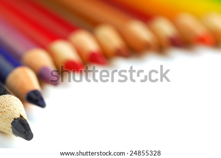 Pencil crayons studio isolated on white background