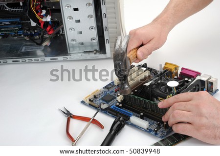 Fixing a high tech mother board with components