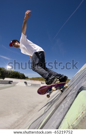 Skateboarder doing a skateboard trick