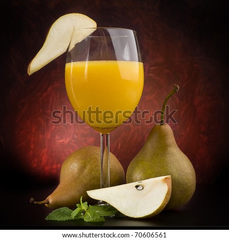 Image of pear juice with abstract background