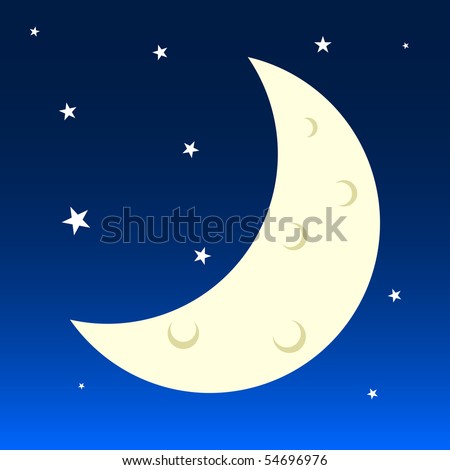 stock vector Vector Illustration of Earth's Moon and Stars