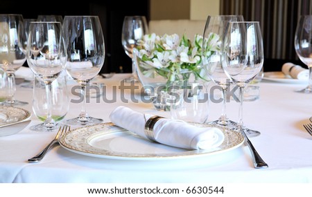 Fancy table set for a dinner