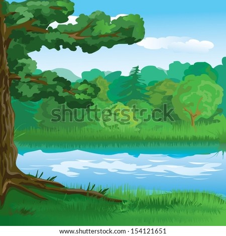 landscape with forest and river