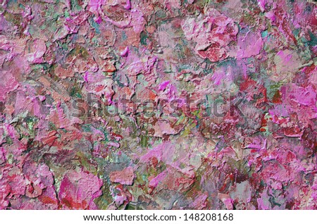 abstract acrylic gouache red color hand painted background. uneven rough surface backdrop.
