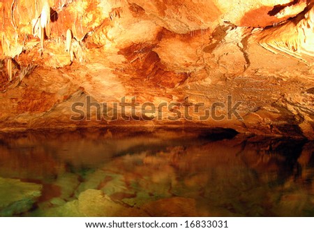 The water reflections inside Crystal & Fantasy caves in Bermuda.