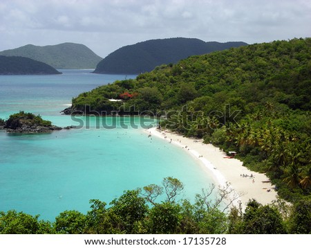 The view of world famous Trunk Bay on St.John island, U.S.Virgin Islands.