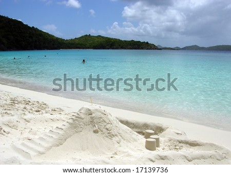 Sand castles on a world famous Trunk Bay (St.John, U.S.Virgin Islands).