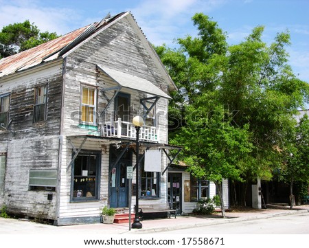 The old shop house on Cocoa Village town street, Florida.