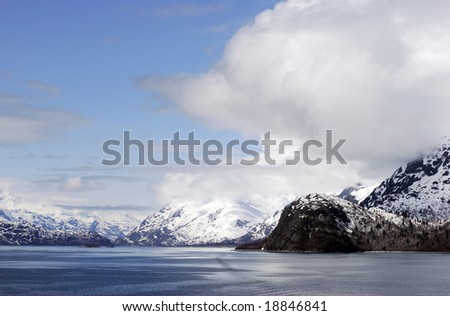 The scenic view of cloudy landscape in Glacier Bay national park, Alaska.