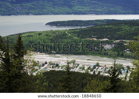The view of Skagway, the town where the gold rush started hundred years ago (Alaska).