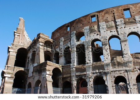 The view of famous Coliseum, archaeological site in Rome, Italy.