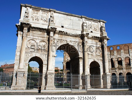 The Triumph Arch, historic monument in Rome, Italy.