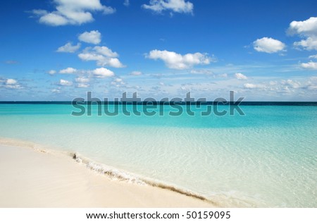 The view of pristine Lucaya beach on Grand Bahama Island, The Bahamas.