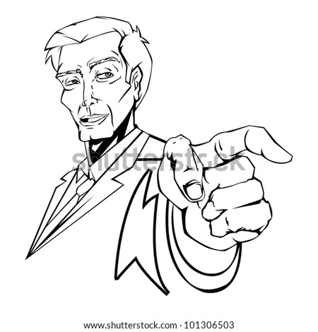  - stock-vector-illustration-of-business-man-pointing-forward-in-line-art-style-101306503
